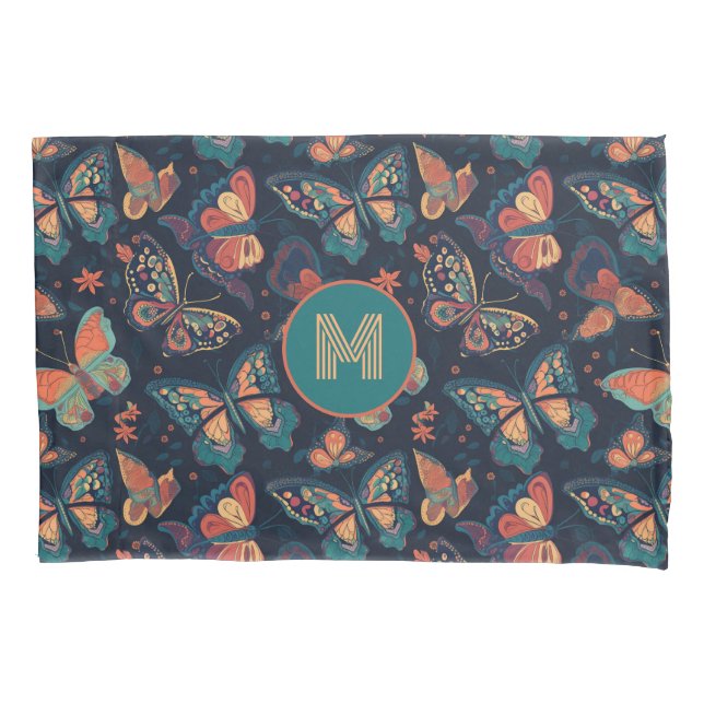 Padrão de Borboleta Monograma Personalizado (Frente)
