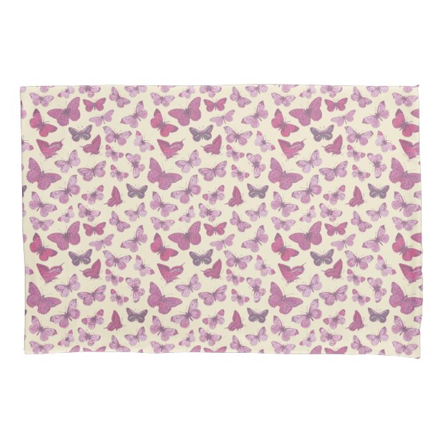 Padrão de borboleta rosa-branca em bege (Frente)