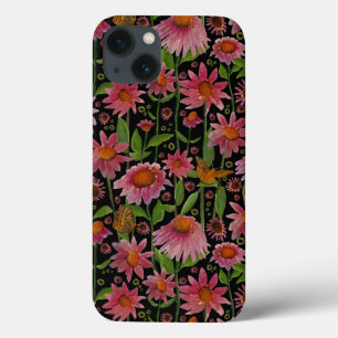Padrão de Borboletas de Flores Rosa Elegante