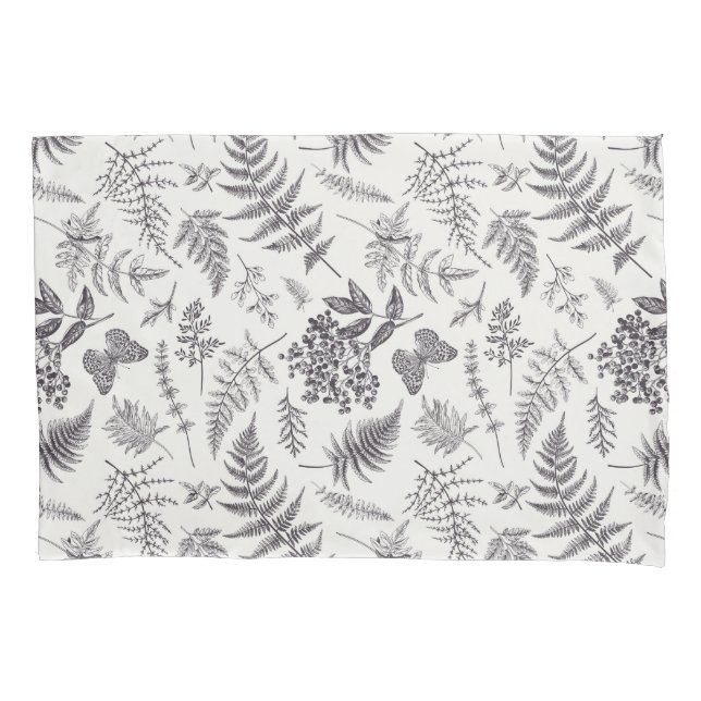 Padrão de Botânica e Borboleta Vintage (Frente-Esquerda)