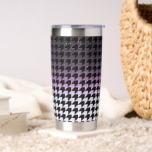 Padrão de brilho roxo e xadrez houndstooth preto