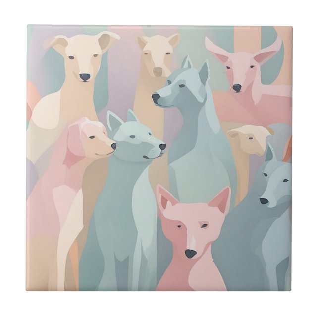 Padrão de Cachorro Pastel Cores Ilustração Minimal (Frente)