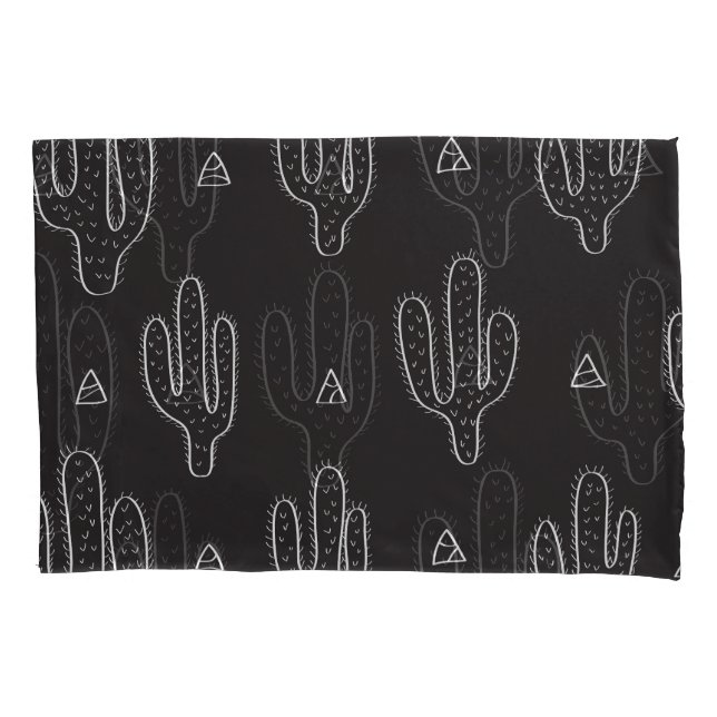 Padrão de Cactus Preto Desenhado à Mão (Frente)