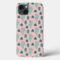 Padrão de Cactus Rosa e Verde