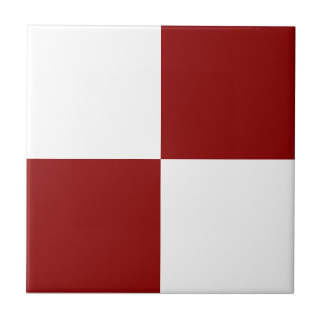 Padrão de Caixa Quadrada Branco Clássico e Vermelh (Frente)