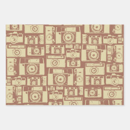 Padrão de Câmera Vintage em Cores Marrons