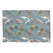 Padrão de Caminhões Monstros de Aquarela Moderna