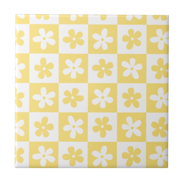 Padrão de Caro de Flor Amarelo e Branco (Frente)