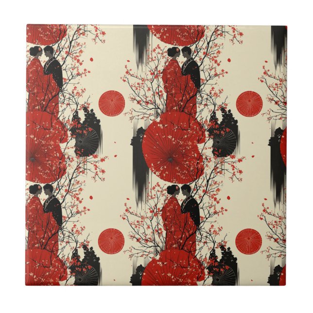Padrão de Casal Kimono Romântico Sakura (4) (Frente)