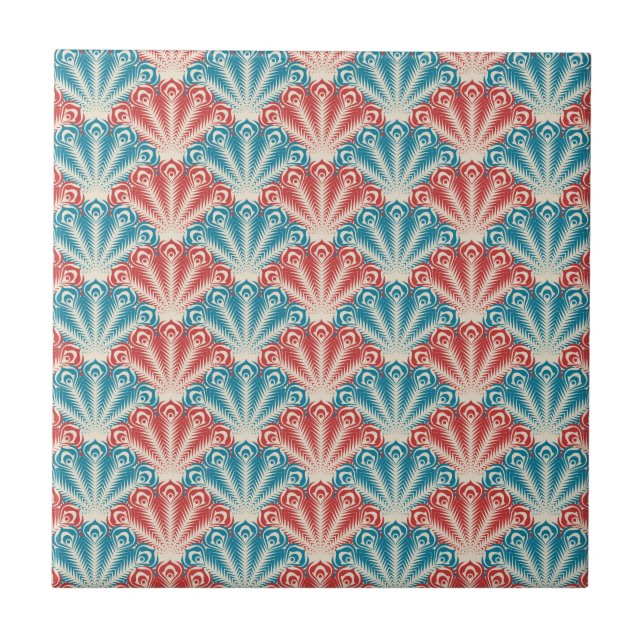 Padrão de Cauda Pavão Vermelho e Azul (Frente)