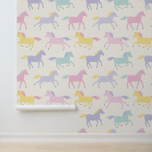 Padrão de cavalos pastel estilizados em grão