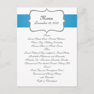 &Padrão de cenário azul no menu de casamento do ma
