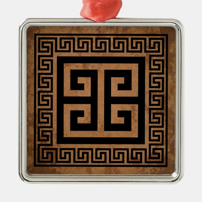 Padrão de Chave Grega Ornamento de Metal Preto Des (Frente)