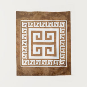 Padrão de Chave Grega Tapeçaria de Design Branco