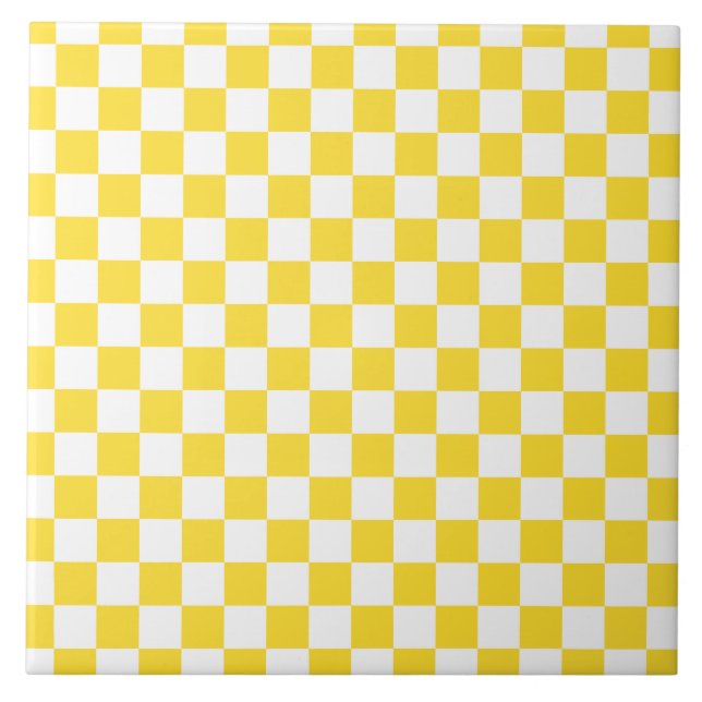 Padrão de Checkboard Checkered White Check Amarelo (Frente)