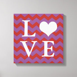 Padrão de Chervon coração vermelho AMOR canvas