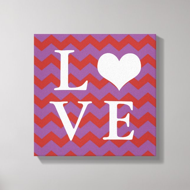 Padrão de Chervon coração vermelho AMOR canvas (Frente)