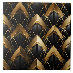 Padrão de Chevron Art Déco Preto e Dourado