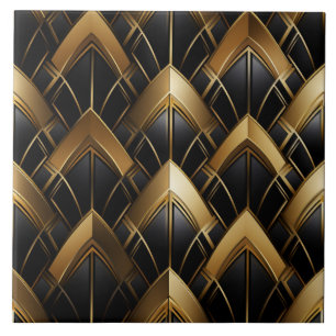 Padrão de Chevron Art Déco Preto e Dourado
