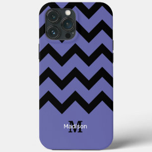 padrão de Chevron Preto violeta Monograma