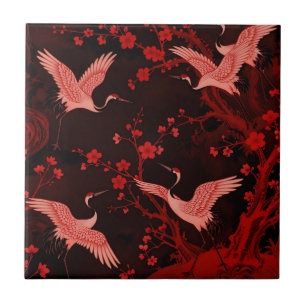 Padrão de Chinoiserie Flor de Cerejeira do Grou Ve