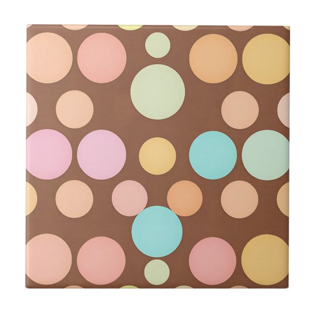 Padrão de Chocolate com Pontos Polka Pastel (Frente)