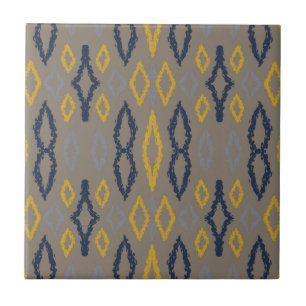 Padrão de Cinza Amarelo Azul Ikat marroquino