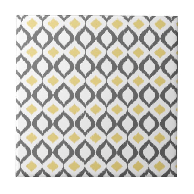 Padrão de Cinza Amarelo Ikat Geométrico Retroativo (Frente)