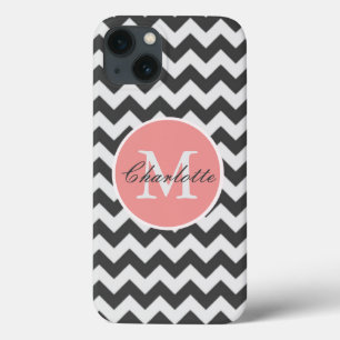 Padrão de Cinza Rosa Monograma Chevron ZigZag Che