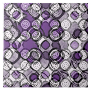 Padrão de Círculo Abstrato Roxo, Cinza e Preto
