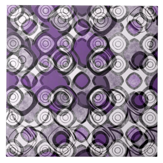 Padrão de Círculo Abstrato Roxo, Cinza e Preto (Frente)