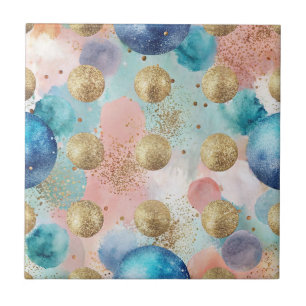 Padrão de Círculo Dourado e Azul com Acentos de Gl