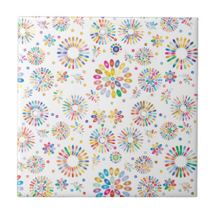 Padrão de Círculos de Flores Coloridas Bonitas no