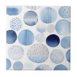 Padrão de Círculos em Azul e Branco Abstrato em Aq