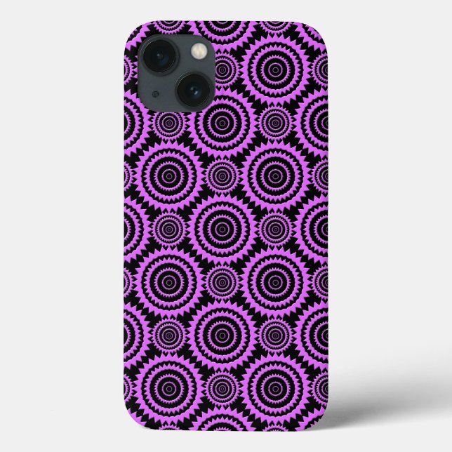 Padrão de Círculos Modernos Roxo e Preto (Verso)