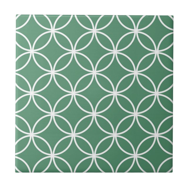 Padrão de Círculos Sobrepostos Verde Sage Branco (Frente)