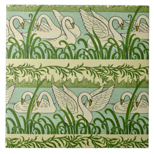 Padrão de Cisne Art Nouveau – Cisne Botânico Vinta