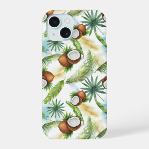 Padrão de coco tropical aquarela