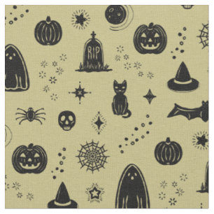 Padrão de Coisas Spookie - Tecido Dourado + Carvão