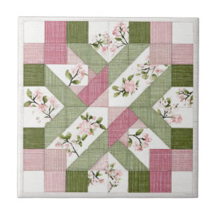 Padrão de Colcha Floral Geométrico Pastel Cottagec