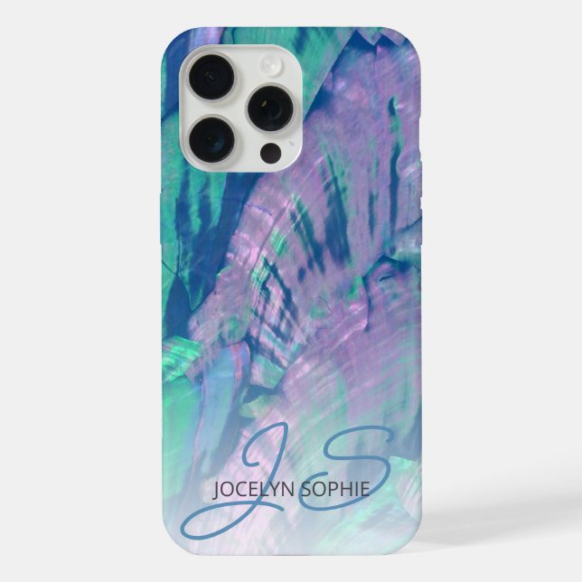 Padrão de Concha de Abalone Azul Turquesa Água Ros (Verso)