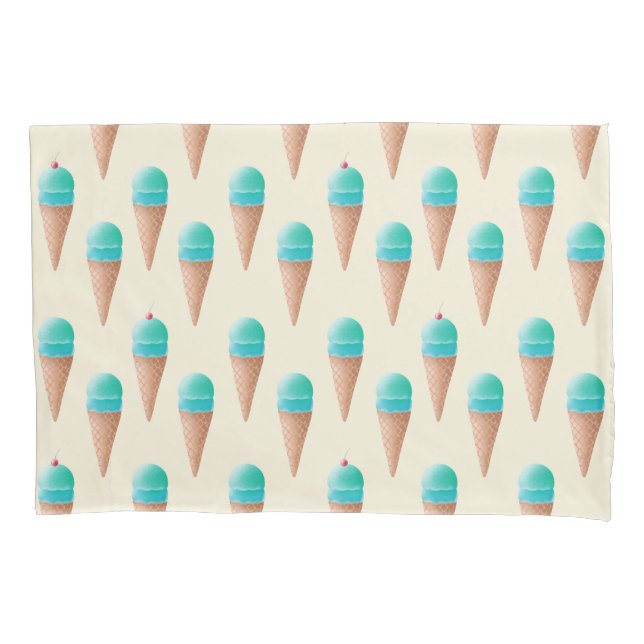 Padrão de Cone Sorvete Azul, Amarelo Claro (Frente)