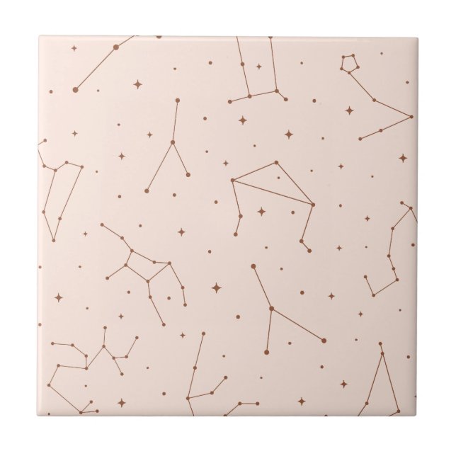 Padrão de Constelação Minimalista em Rosa e Marrom (Frente)