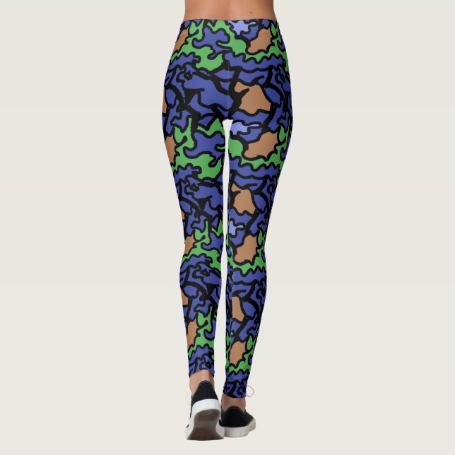 Padrão de cor azul verde-laranja original Leggings (Verso)