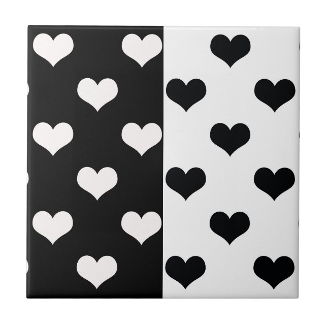 Padrão de Coração de Amor Branco Negro (Frente)