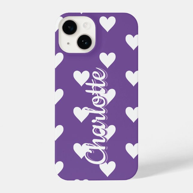 Padrão de Coração Roxo Personalizado (Verso)