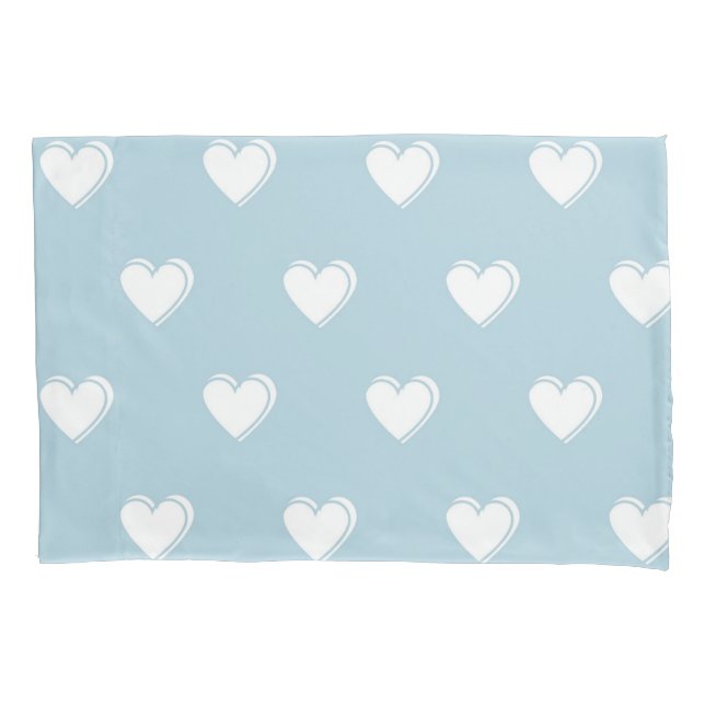 Padrão de Coração Simples Fofo Azul Branco (Frente)
