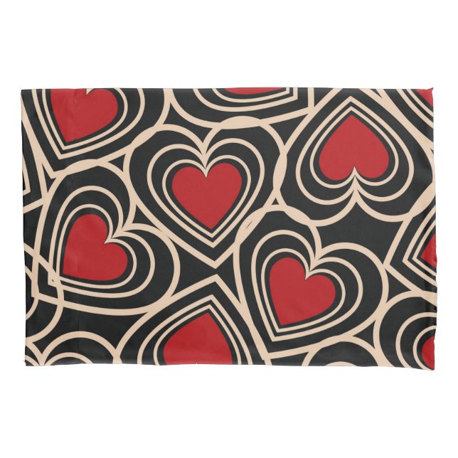 Padrão de Coração Simples Preto e Vermelho (Frente)