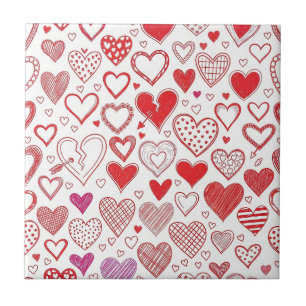 Padrão de Corações de São Valentim Desenhados à Mã