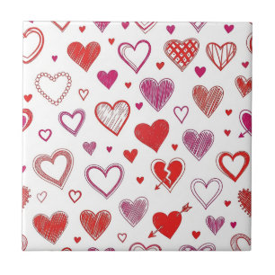 Padrão de Corações de São Valentim Desenhados à Mã
